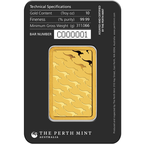 10 oz Perth Mint Gold Bar (New w/ Assay) Slide 1