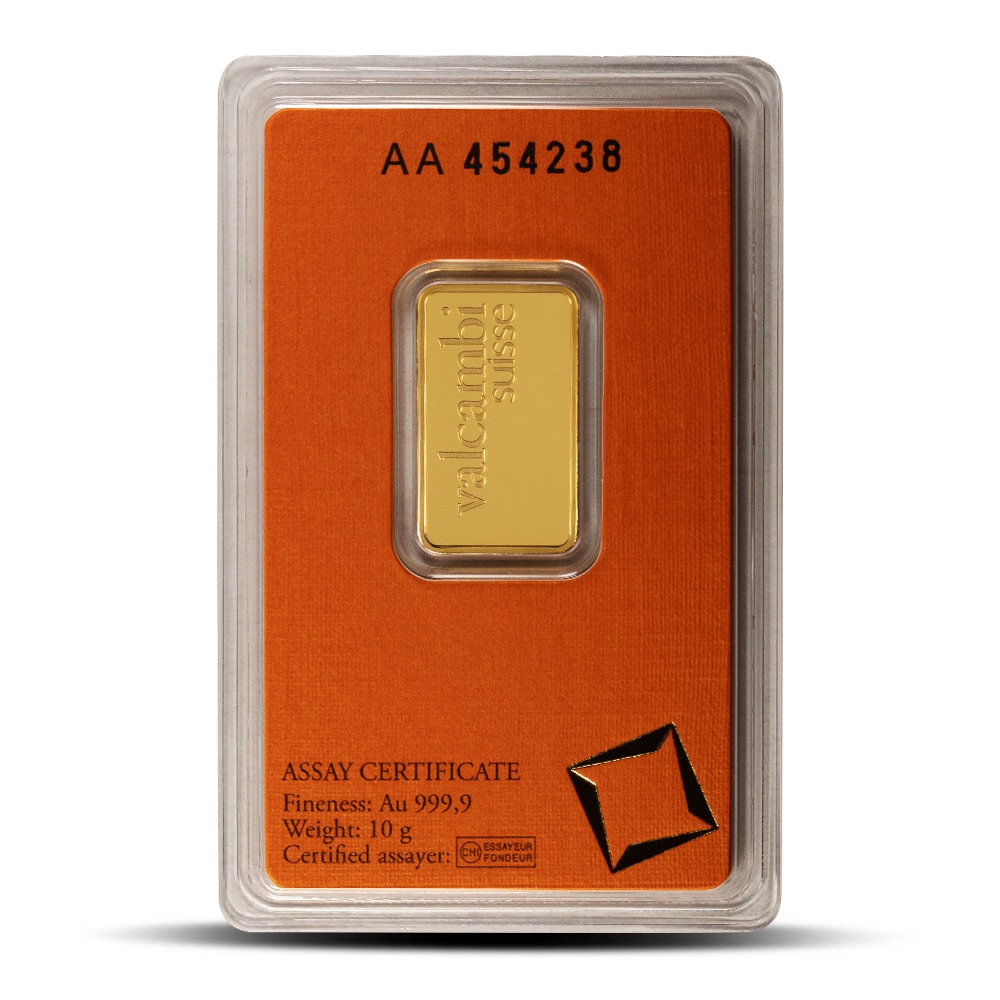 10 Gram Valcambi Gold Bar (New w/ Assay) Slide 1