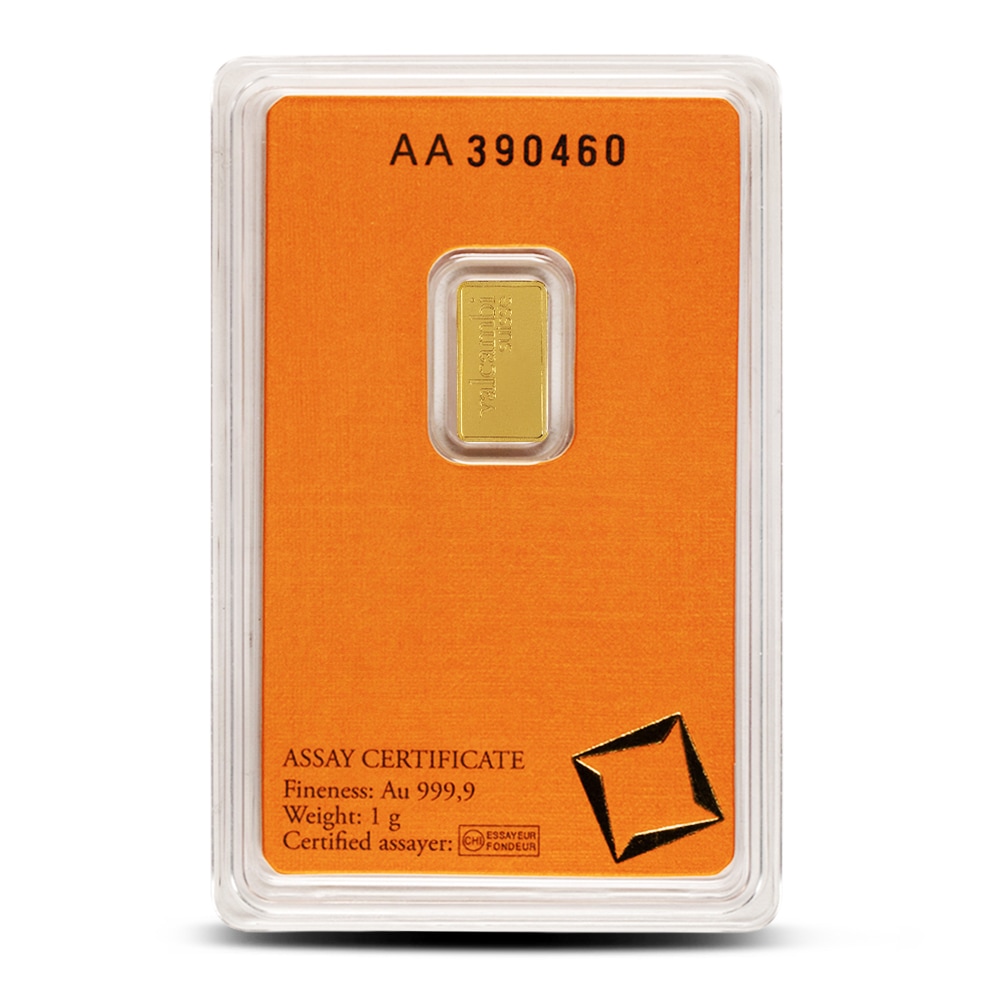 1 Gram Valcambi Gold Bar (New w/ Assay) Slide 1